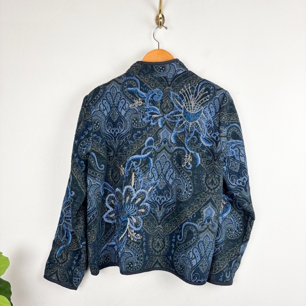 Vintage Coldwater Creek Boho Blue Embroidered Jacket Sz M - Picture 2 of 8